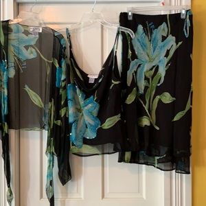 Three piece shirt, jacket, and skirt